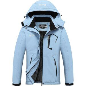 Women's Denim Blue Waterproof Ski Jacket Warm Winter  Jacket